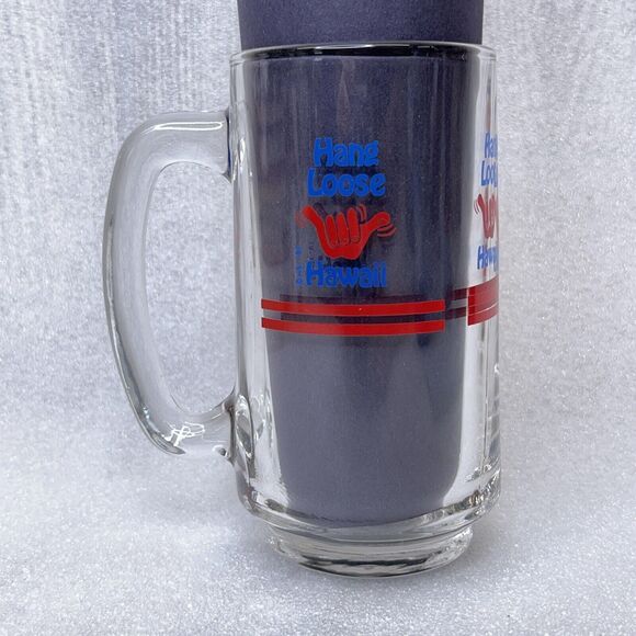 Vintage 1987 "HANG LOOSE" Hawaii Glass Mug Cup Hawaiian 16oz *READ - Picture 8 of 12